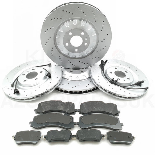 FOR AUDI SQ7 FRONT REAR DRILLED BRAKE DISCS PADS WEAR WIRE SENSORS 400mm 350mm