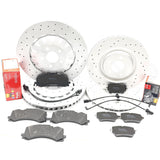 FOR AUDI Q7 60 TFSI FRONT REAR DRILLED BRAKE DISCS PADS WEAR SENSORS 400mm 350mm