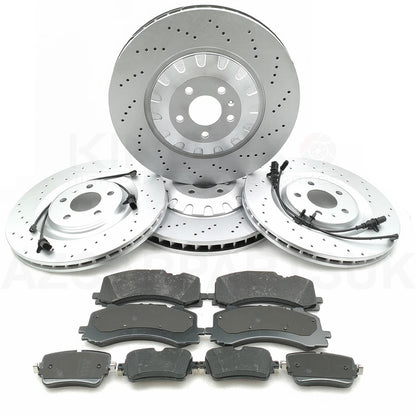 FOR AUDI SQ7 FRONT REAR DRILLED BRAKE DISCS PADS WEAR WIRE SENSORS 400mm 350mm