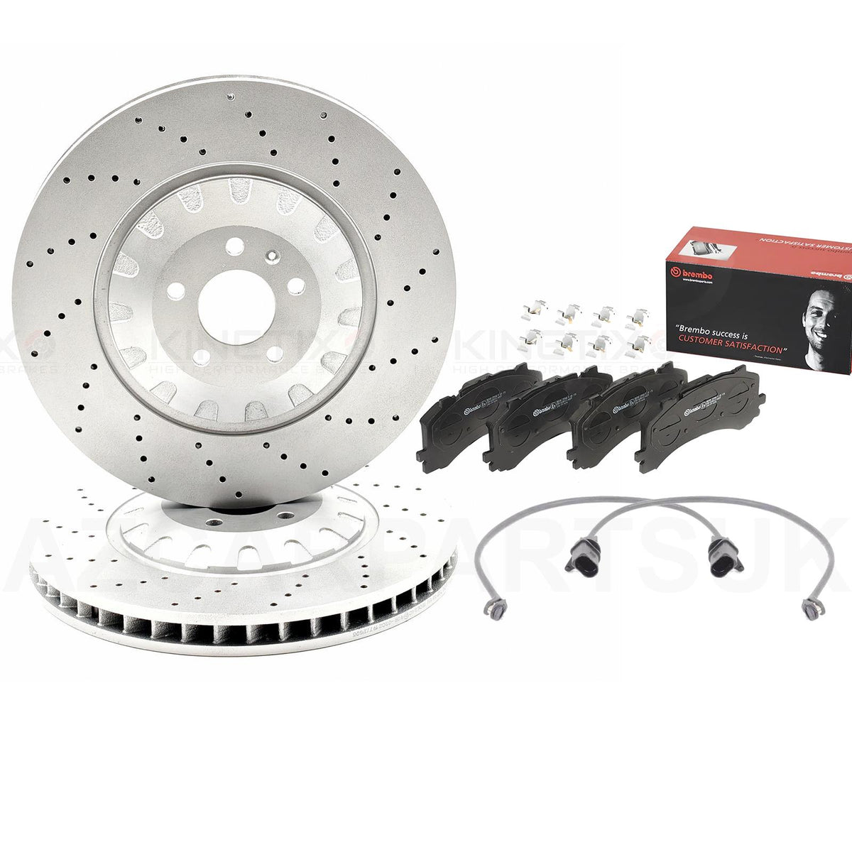 FITS VW TOUAREG R 3.0 R 2020- DRILLED FRONT BRAKE DISCS PADS WEAR SENSORS 400mm