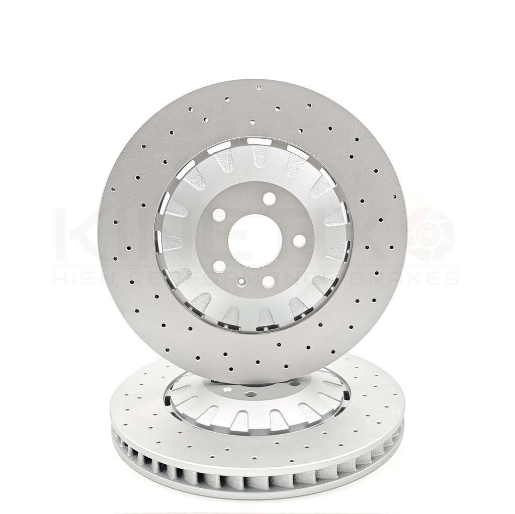 FOR VW TOUAREG R 3.0 R 2020- CROSS DRILLED FRONT BRAKE DISCS PAIR 400mm X 38mm