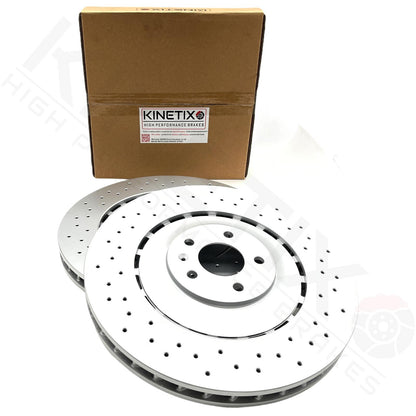 FOR AUDI S7 FRONT DRILLED PERFORMANCE BRAKE DISCS APEC PADS WEAR SENSOR 400mm