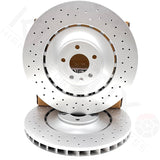 FOR AUDI S8 FRONT CROSS DRILLED HIGH CARBON COATED BRAKE DISCS PAIR 400mm