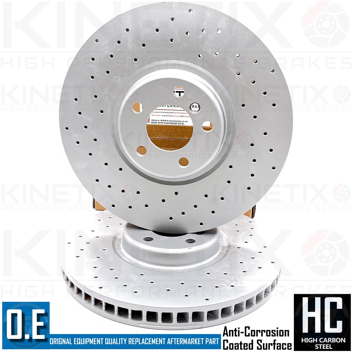 FOR BMW X6 M50d F16 HIGH CARBON FRONT CROSS DRILLED BRAKE DISCS PAIR 385mm