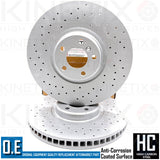 FOR BMW X5 50i M SPORT E70 F15 FRONT CROSS DRILLED BRAKE DISCS PAIR 385mm