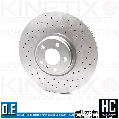 FOR BMW X5 M50d F15 CROSS DRILLED FRONT BRAKE DISCS TEXTAR PADS SENSOR 385mm