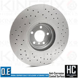 FOR BMW X5 50i M SPORT E70 F15 FRONT CROSS DRILLED BRAKE DISCS PAIR 385mm
