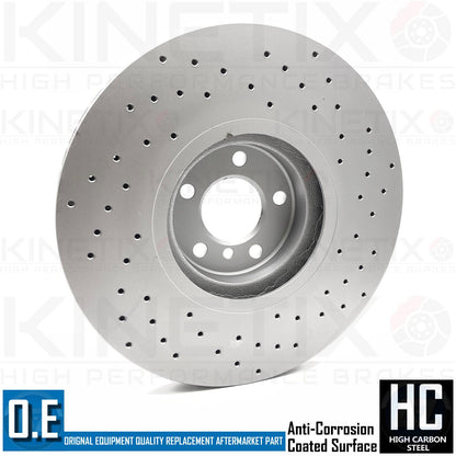 FOR BMW X5 M50d F15 CROSS DRILLED FRONT BRAKE DISCS TEXTAR PADS SENSOR 385mm