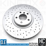 FOR BMW X5 50i M SPORT E70 F15 FRONT CROSS DRILLED BRAKE DISCS PAIR 385mm