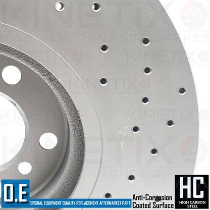 FOR BMW X5 M50d F15 CROSS DRILLED FRONT BRAKE DISCS TEXTAR PADS SENSOR 385mm