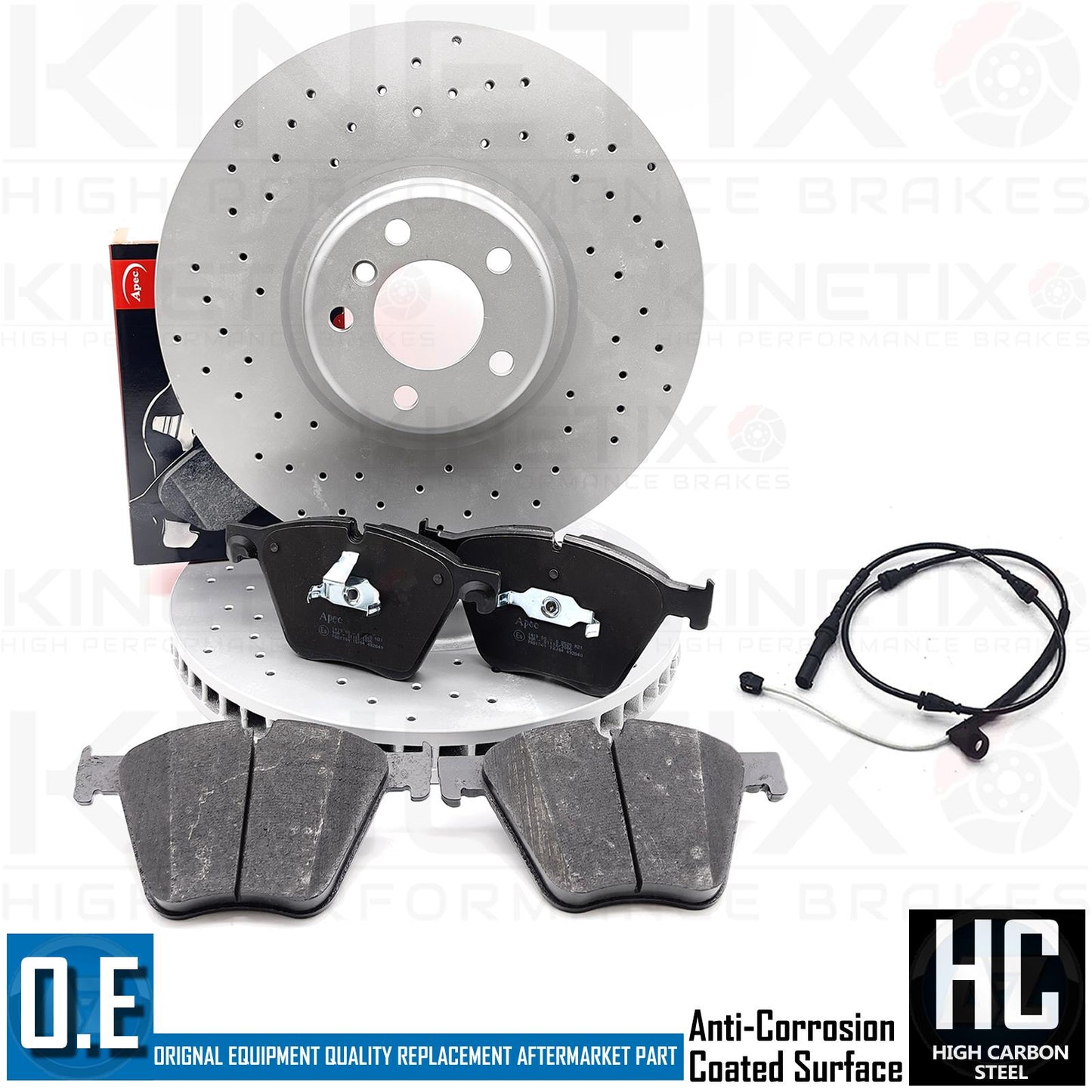 FITS BMW X5 X6 M50d E70 E71 E72 FRONT CROSS DRILLED BRAKE DISCS APEC PADS + WIRE