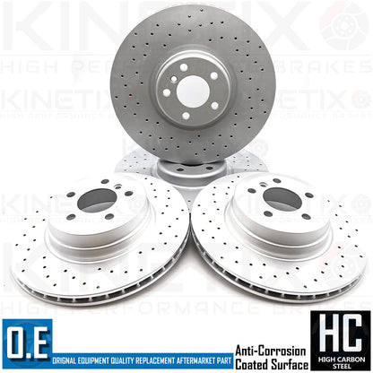 FOR BMW X5 M50d 50i FRONT REAR BRAKE DISCS TEXTAR PADS SENSOR WIRES 385mm 345mm