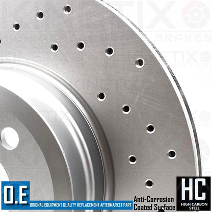 FOR BMW X5 M50d 50i DRILLED FRONT REAR BRAKE DISCS TEXTAR OEM PADS 385mm 345mm