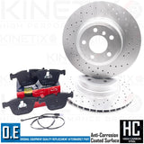 FOR BMW X5 M50d 50i DRILLED REAR BRAKE DISCS APEC PADS WIRE SENSOR 345mm
