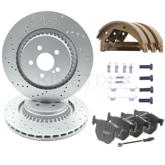 FOR MERCEDES S63 S65 CL63 CL65 AMG REAR BRAKE DISCS PADS BRAKE SHOES WIRE 365mm