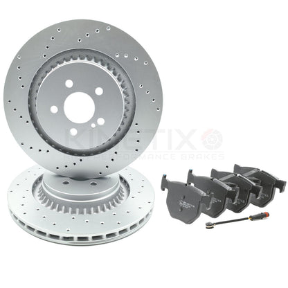 FOR MERCEDES CL65 AMG REAR DIMPLED HIGH CARBON BRAKE DISCS APEC PADS SENSOR 365m