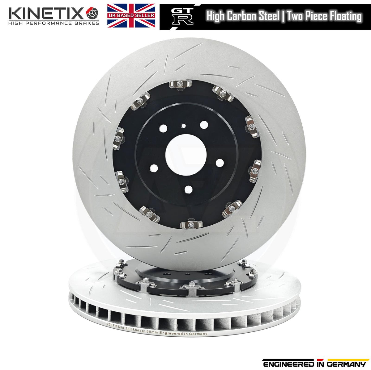 FOR NISSAN GTR GT-R R35 (2007-2011) FRONT TWO PIECE FLOATING GROOVED BRAKE DISCS PAIR 380mm X 34mm 40206-JF20A / 40206JF20A