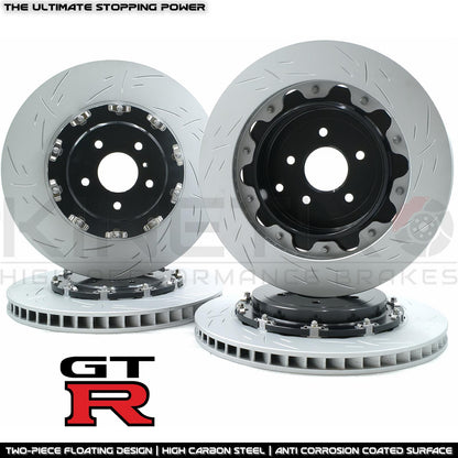 FOR NISSAN GTR R35 GT-R 2011-2025 FRONT & REAR TWO PIECE FLOATING PERFORMANCE BRAKE DISCS 380mm 390mm
