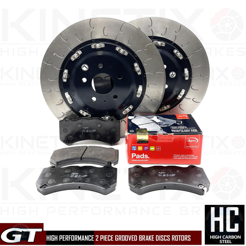 FOR NISSAN GTR GT-R R35 FRONT 2 PIECE FLOATING BRAKE DISCS APEC PADS 380mm