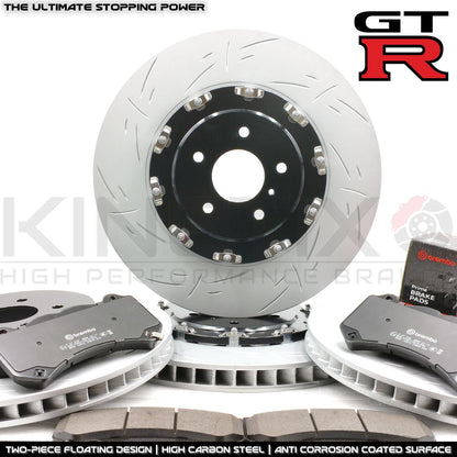 FOR NISSAN GT-R R35 GTR 2007-2025 FRONT REAR TWO PIECE FLOATING PERFORMANCE BRAKE DISCS BREMBO PADS 380mm 380mm (FOR PREFACE LIFT MODELS ONLY)