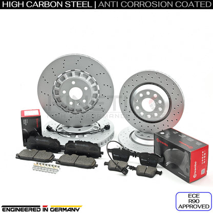 FOR AUDI RS3 8Y 2021- CROSS DRILLED FRONT REAR BRAKE DISCS BREMBO PADS SENSORS