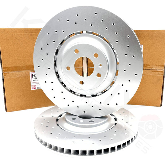 FOR AUDI A8 W12 S8 SQ5 CROSS DRILLED PERFORMANCE FRONT BRAKE DISCS PAIR 380mm