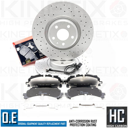 FOR AUDI A4 A5 45 TDI FRONT DRILLED BRAKE DISCS APEC PADS WEAR WIRE SENSORS 350m