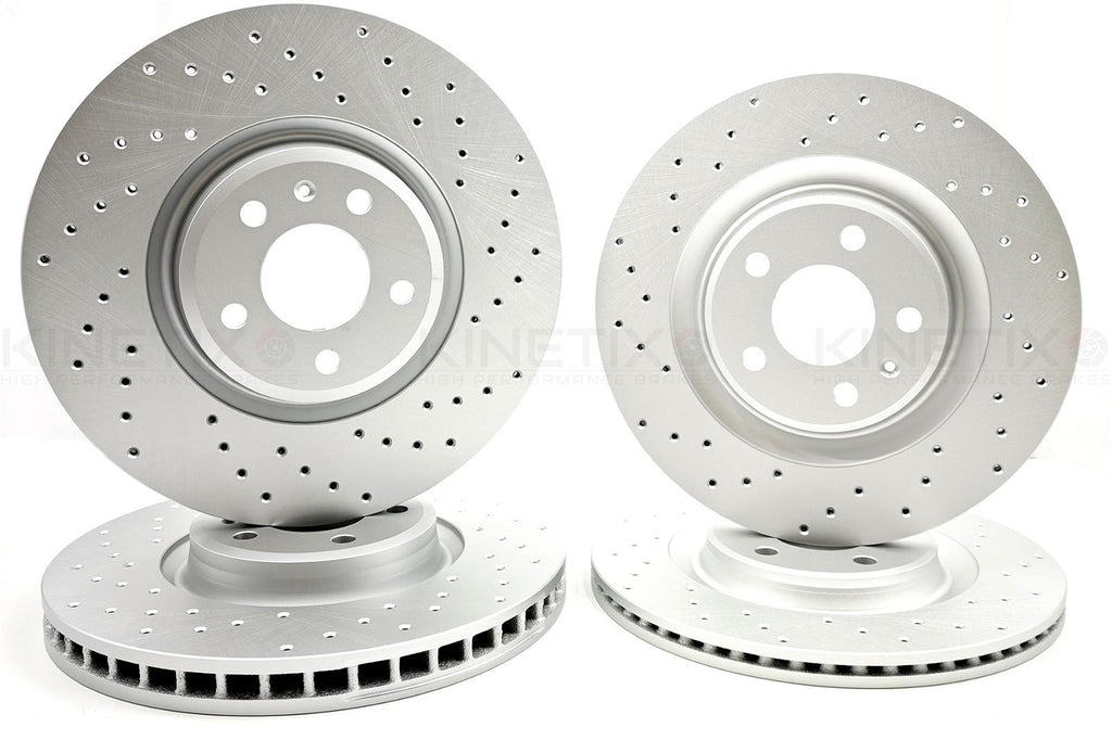FOR AUDI A4 B9 50 TDI CROSS DRILLED FRONT REAR COATED BRAKE DISCS 350mm 330mm