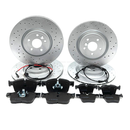 FOR JAGUAR XF 2.0 DRILLED FRONT REAR BRAKE DISCS PADS WEAR SENSORS 350mm 325mm