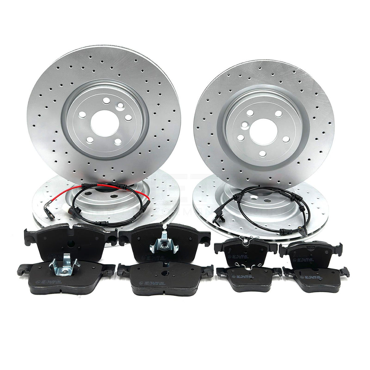 FOR JAGUAR XF 2.0 D200 DRILLED FRONT REAR BRAKE DISCS PADS SENSORS 350mm 325mm