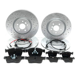 FOR JAGUAR XF 2.0 D DRILLED FRONT REAR BRAKE DISCS PADS WEAR SENSORS 350mm 325mm