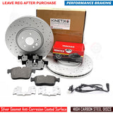 FOR JAGUAR XF 2.0d FRONT CROSS DRILLED BRAKE DISCS PADS SENSOR WIRE 350mm COATED