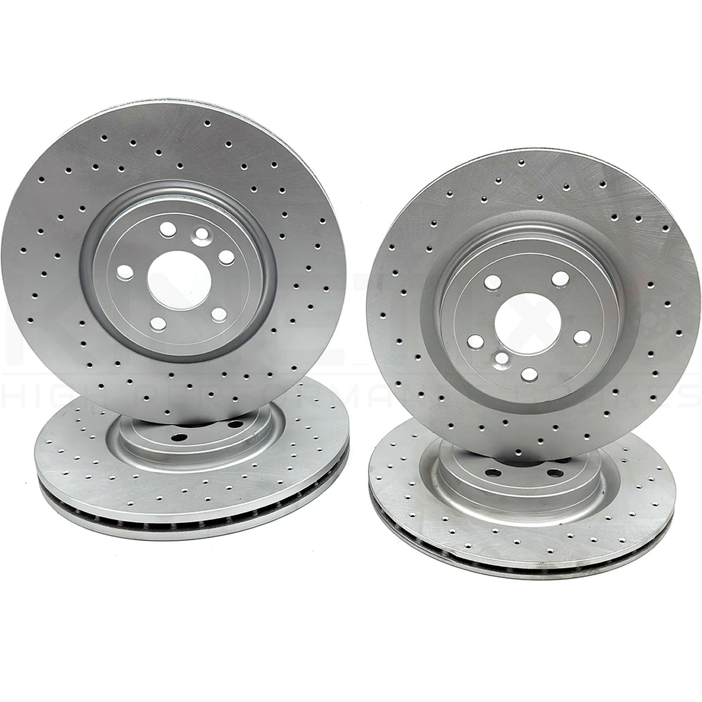 FOR RANGE ROVER VELAR D300 FRONT REAR DRILLED BRAKE DISCS TEXTAR PADS SENSORS