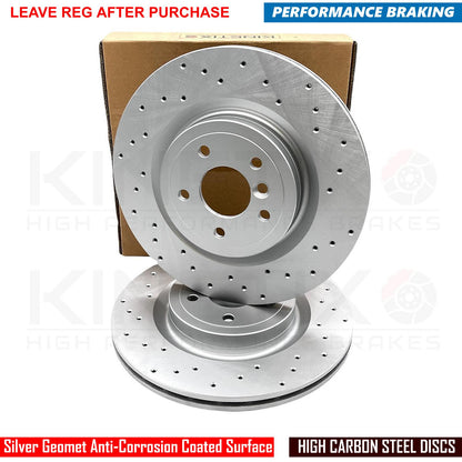 FOR RANGE ROVER VELAR D300 FRONT REAR DRILLED BRAKE DISCS TEXTAR PADS SENSORS