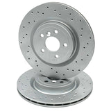 FOR JAGUAR XF 2.0 D200 R-DYNAMIC X260 CROSS DRILLED REAR BRAKE DISCS PAIR 325mm