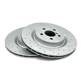 FOR JAGUAR XE 2.0 P300 R DYNAMIC X760 REAR DRILLED BRAKE DISCS MINTEX PADS 325mm