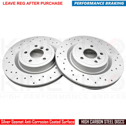 FOR RANGE ROVER VELAR D300 FRONT REAR DRILLED BRAKE DISCS TEXTAR PADS SENSORS