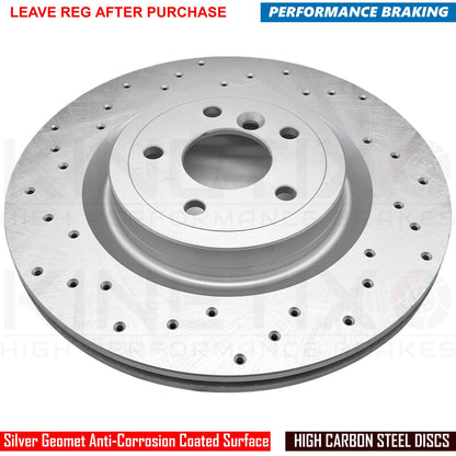 FOR RANGE ROVER VELAR D300 FRONT REAR DRILLED BRAKE DISCS TEXTAR PADS SENSORS