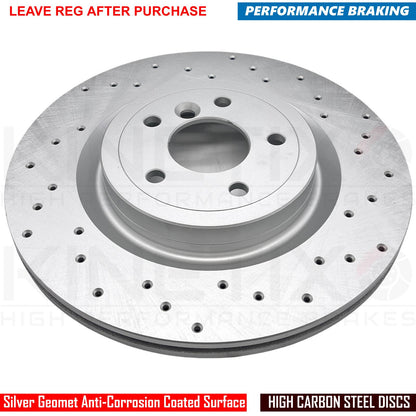 FOR RANGE ROVER VELAR D300 FRONT REAR DRILLED BRAKE DISCS TEXTAR PADS SENSORS