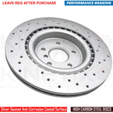 FOR JAGUAR XE 2.0 R-DYNAMIC DRILLED FRONT REAR BRAKE DISCS TEXTAR PADS SENSORS
