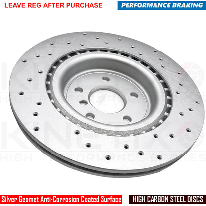 FOR RANGE ROVER VELAR D300 FRONT REAR DRILLED BRAKE DISCS TEXTAR PADS SENSORS