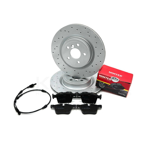 FOR JAGUAR XE 2.0 D200 R DYNAMIC X760 REAR DRILLED BRAKE DISCS MINTEX PADS 325mm