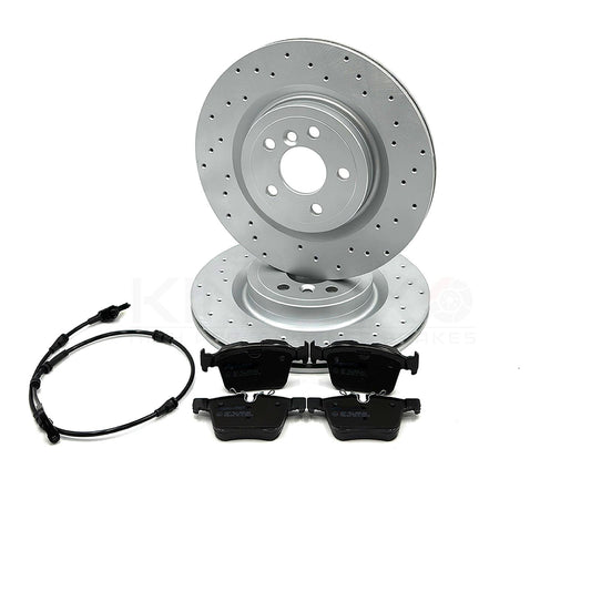 FOR JAGUAR XE 2.0 D200 R DYNAMIC X760 DRILLED REAR BRAKE DISCS PADS SENSOR 325mm