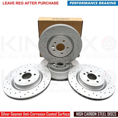 FOR RANGE ROVER VELAR D300 FRONT REAR DRILLED BRAKE DISCS TEXTAR PADS SENSORS