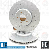 FOR BMW M550d F10 F11 FRONT DRILLED BRAKE DISCS MINTEX PADS SENSOR WIRE 374mm
