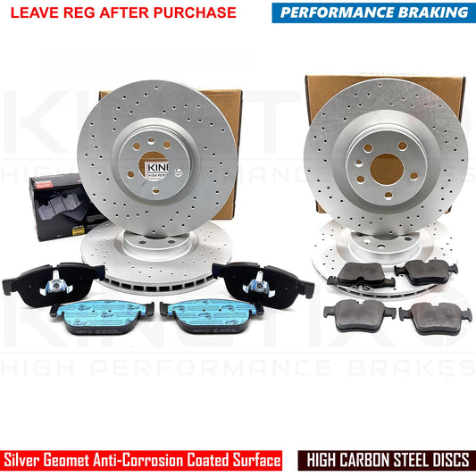 FOR VOLVO S60 S90 T5 R-DESIGN FRONT REAR DRILLED BRAKE DISCS PADS 345mm 320mm