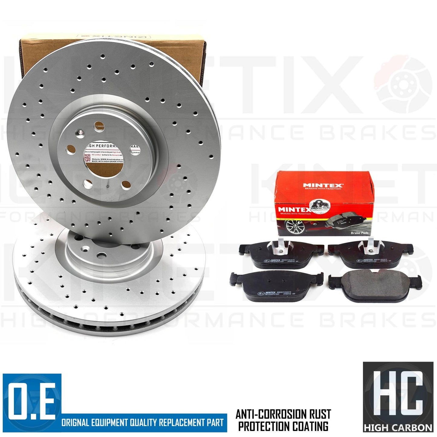 FOR VOLVO S90 T5 R-DESIGN CROSS DRILLED FRONT BRAKE DISCS MINTEX PADS 345mm