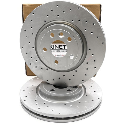 FOR VOLVO V90 D3 D4 D5 T4 T5 T6 T8 FRONT CROSS DRILLED BRAKE DISCS PAIR 345mm