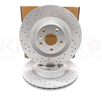 FOR POLESTAR 2 EV 2019- DRILLED FRONT REAR BRAKE DISCS APEC PADS 345mm 340mm