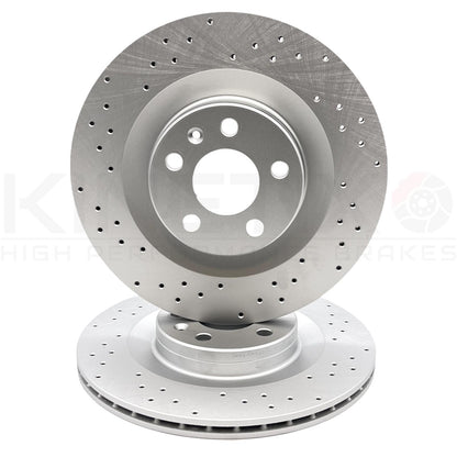 FOR POLESTAR 2 EV 2019- DRILLED FRONT REAR BRAKE DISCS APEC PADS 345mm 340mm